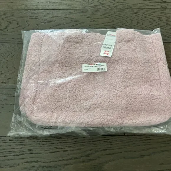 32 degrees Cozy Sherpa Tote Bag "Mauve Shadows" teddy bear fabric NWT - Picture 3 of 6